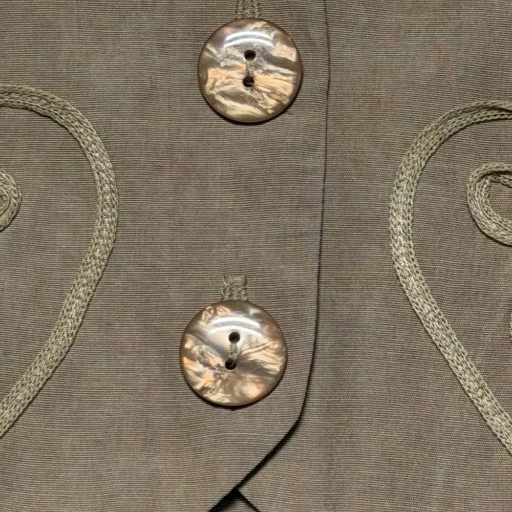 Enge Collection‎ Vintage Tan Vest Layered Midi Dress Size 8 Made in USA Soutache